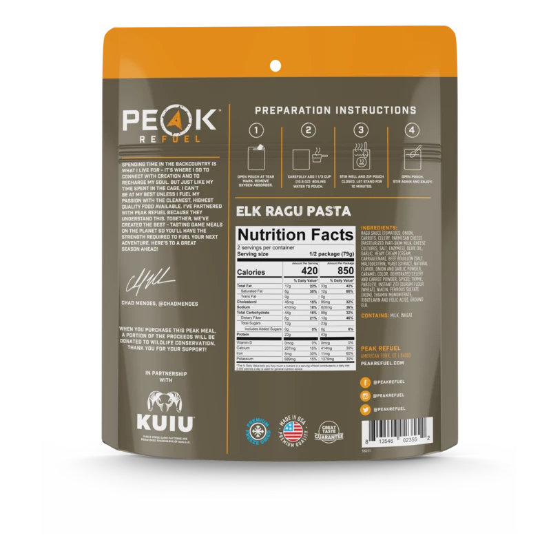Peak Refuel Elk Ragu Pasta Food 4 Peak Refuel Elk Ragu Pasta Food