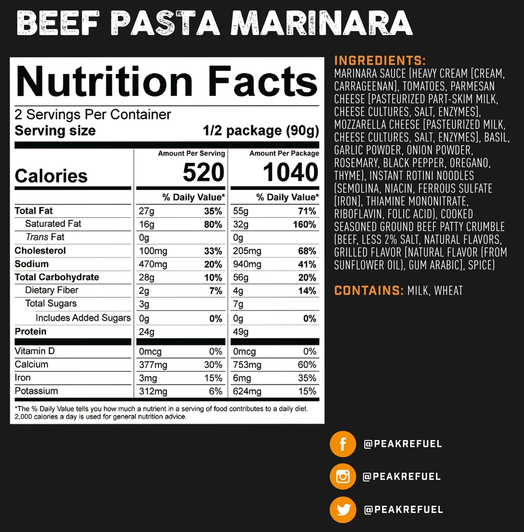 Food Peak Refuel Beef Pasta Marinara 4 Food Peak Refuel Beef Pasta Marinara