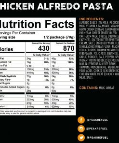 Food Peak Refuel Chicken Alfredo Pasta