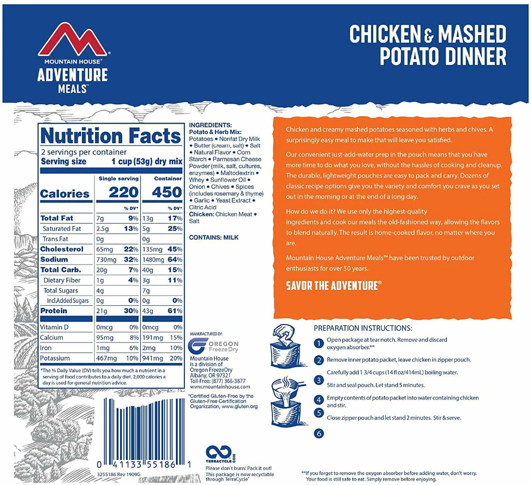 Mountain House Chicken And Mashed Potato Dinner 4 Mountain House Chicken And Mashed Potato Dinner