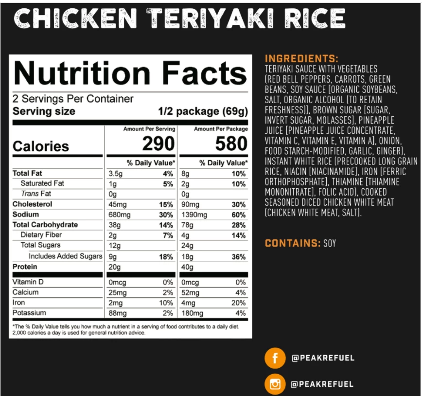Peak Refuel Chicken Teriyaki Rice Food 4 Peak Refuel Chicken Teriyaki Rice Food