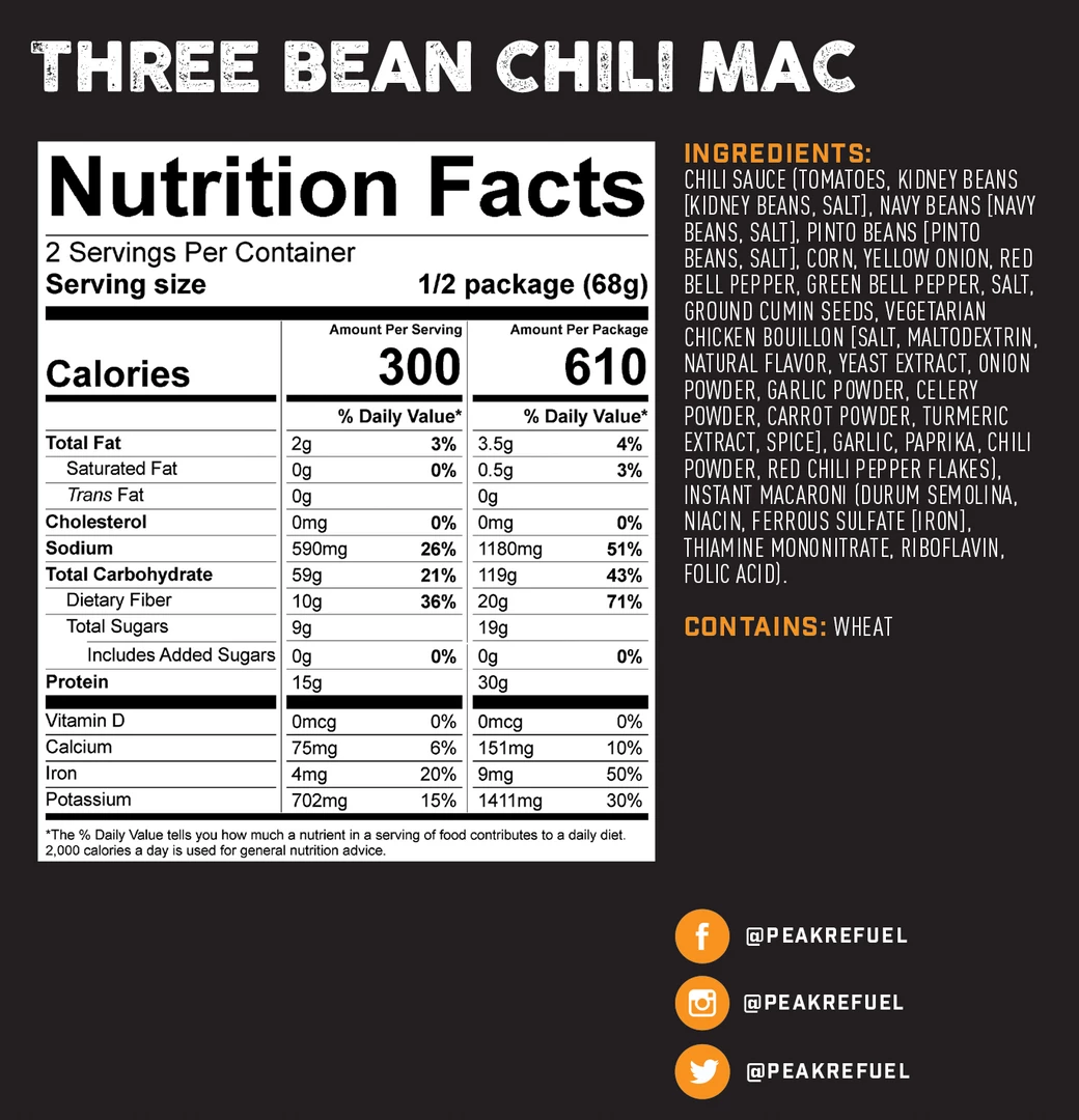 Peak Refuel Three Bean Chili Mac Food 4 Peak Refuel Three Bean Chili Mac Food